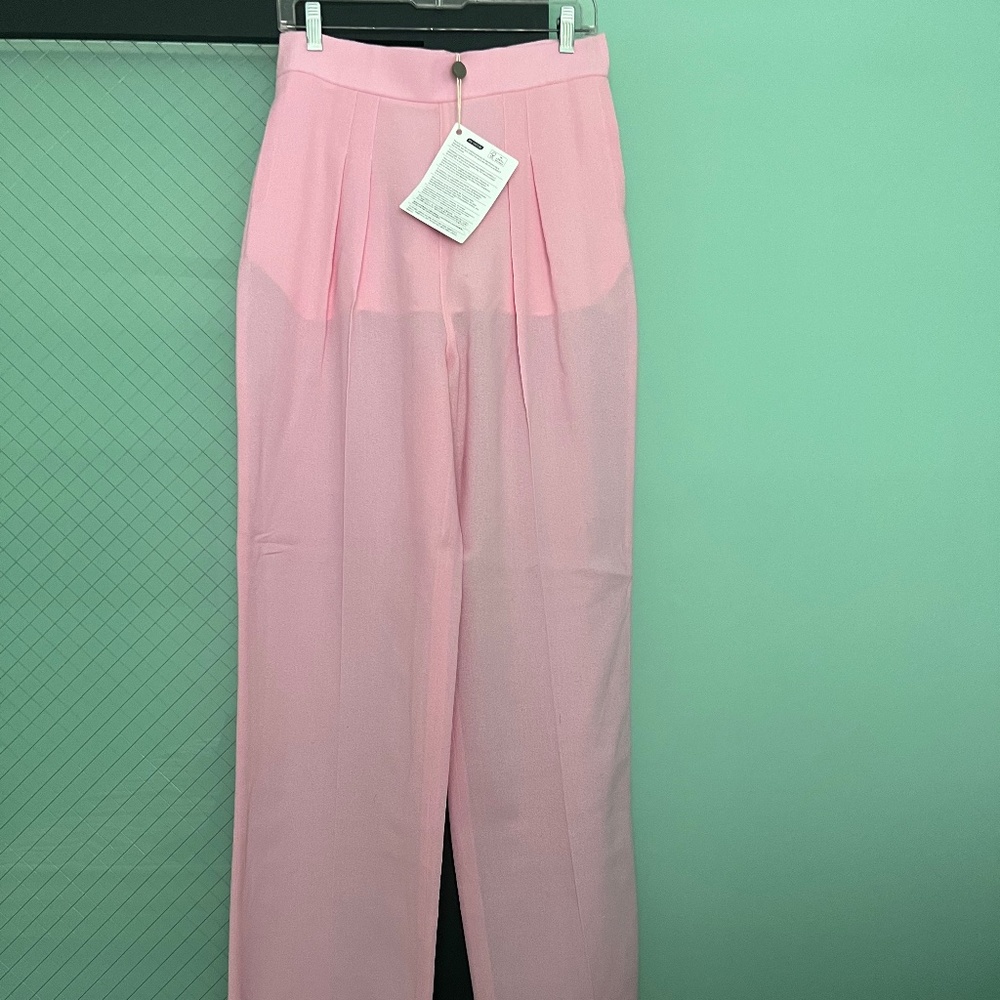 Christopher Kane - wide leg, candy pink, wool-crepe, front-pleat pants
